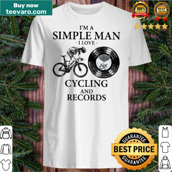 Simple man shirt celebrating cycling and record collecting