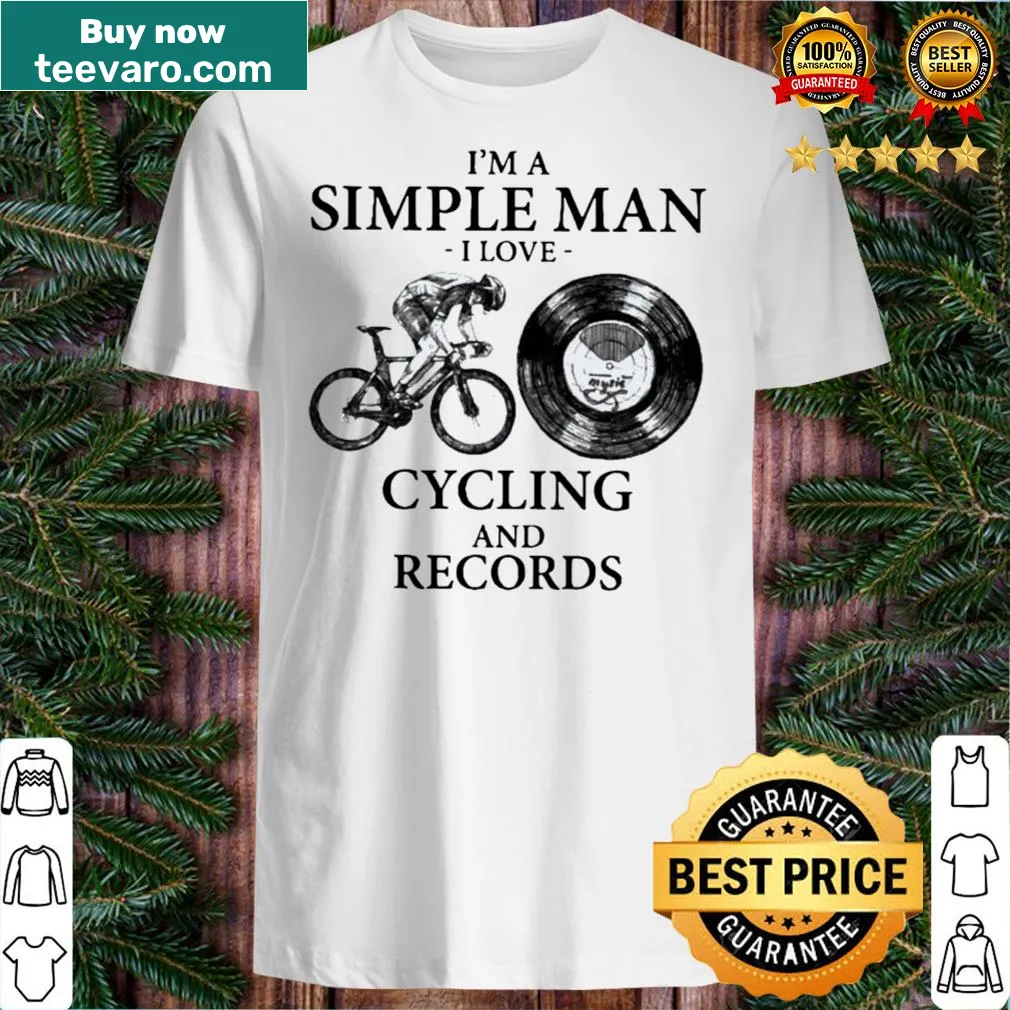 Simple man shirt celebrating cycling and record collecting