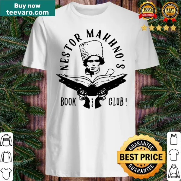 Book club-themed t-shirt referencing Nestor Makhno
