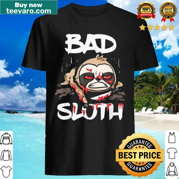 Halloween-themed sloth graphic on a humorous T-shirt