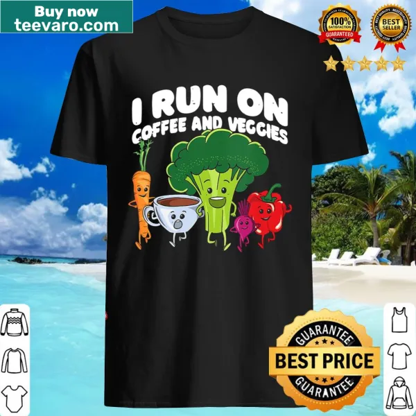 Text graphic reading 'I Run On Coffee And Veggies' for vegan runners