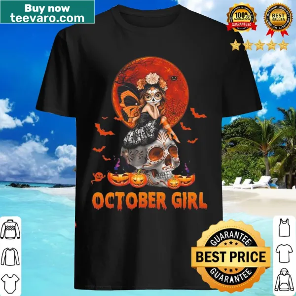 October-themed T-shirt featuring cute pumpkin graphic