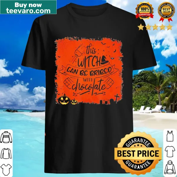 Humorous Halloween t-shirt featuring a chocolate-loving witch