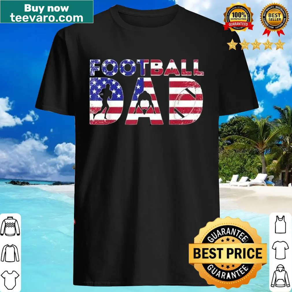 Vintage-style Christmas t-shirt for football dads with USA flag
