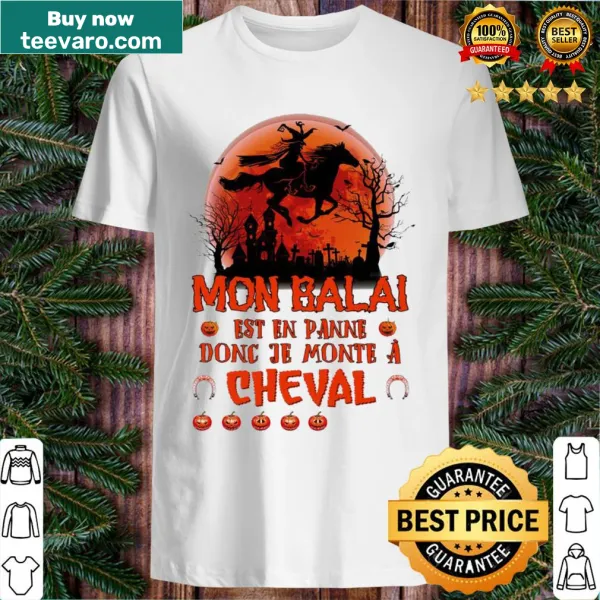 Funny Halloween T-shirt featuring a witch riding a horse