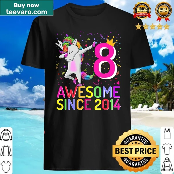 Adorable unicorn dabbing graphic for 8th birthday shirt