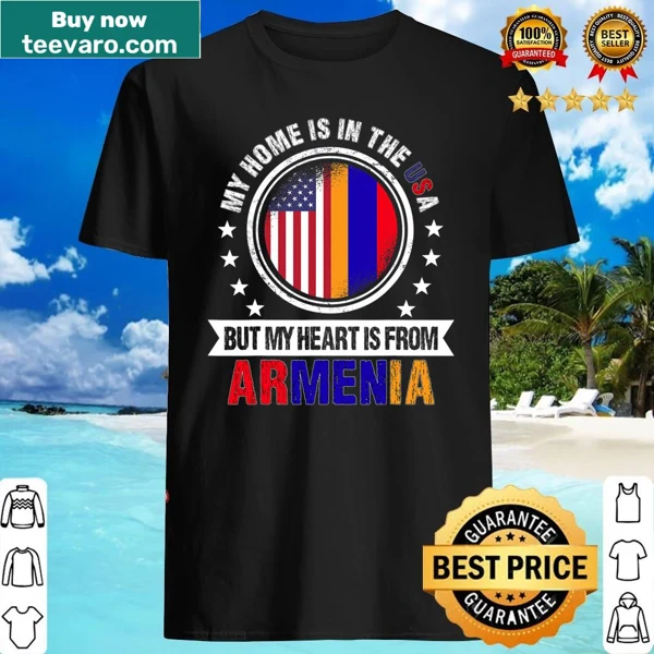 Heart design shirt with American and Armenian flags