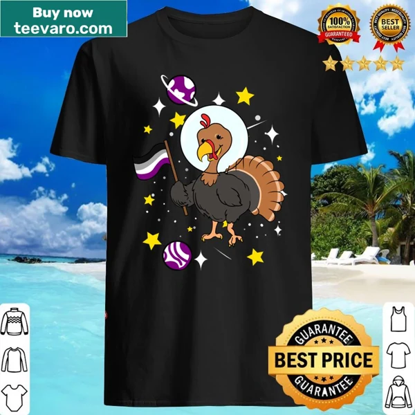 Quirky shirt with a turkey in space illustration