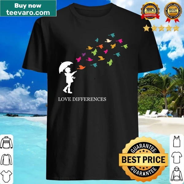 Shirt with text promoting autism awareness and embracing differences