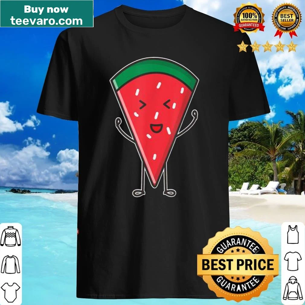 Cute kawaii watermelon slice shirt for Halloween with humorous design