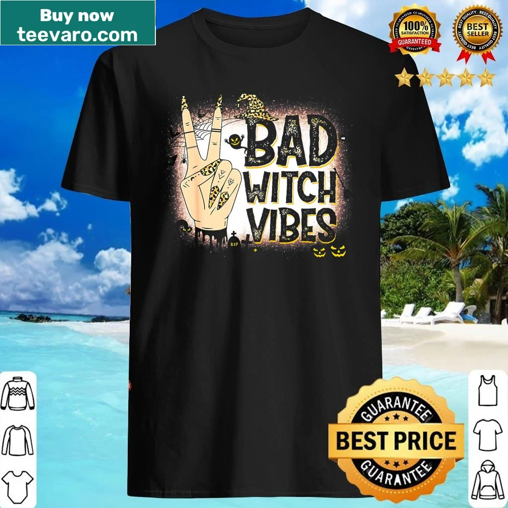 Whimsical Halloween shirt with a girl and peace hand graphic