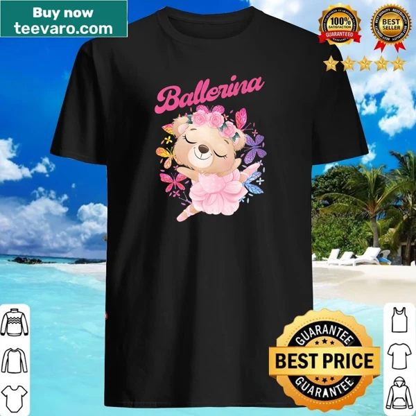 Illustration of a bear ballerina performing on a premium shirt