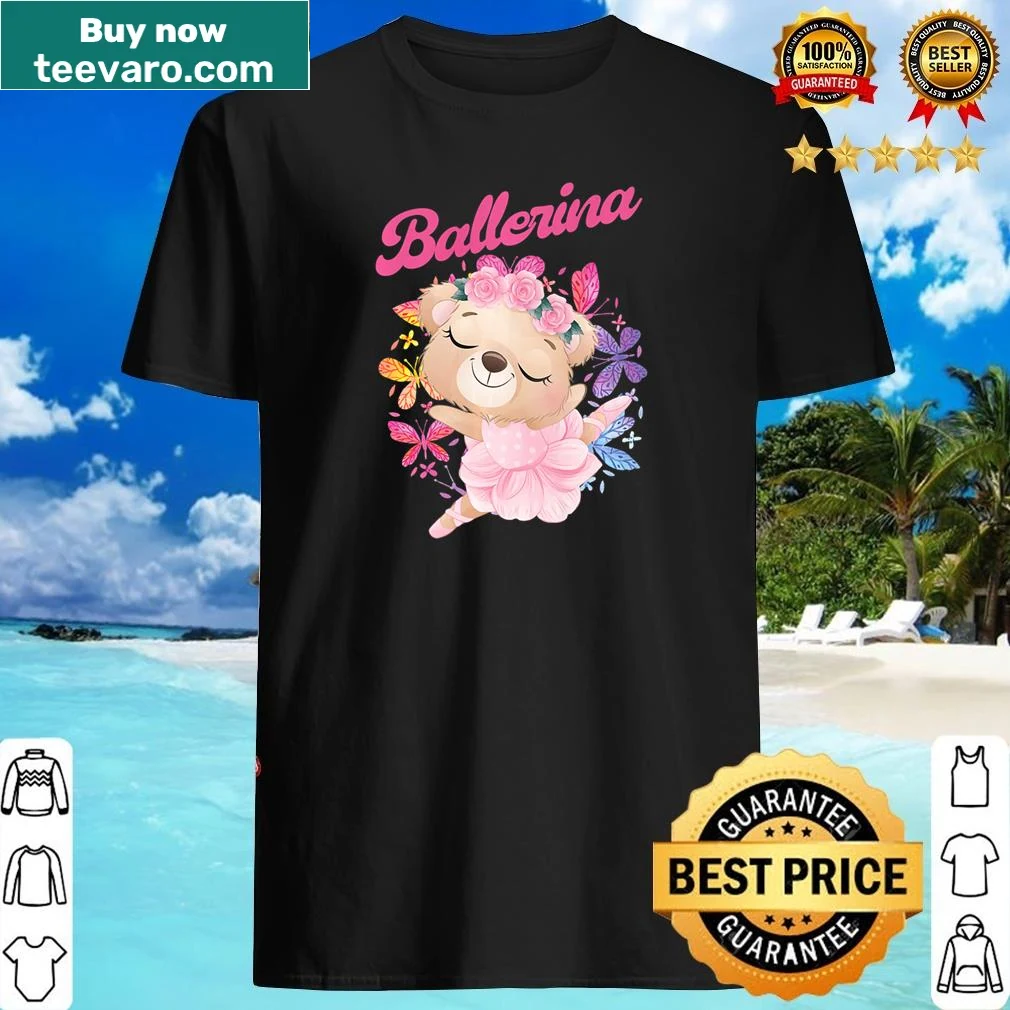Illustration of a bear ballerina performing on a premium shirt