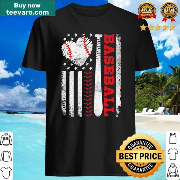 Vintage American flag shirt with baseball graphic for baseball lovers.
