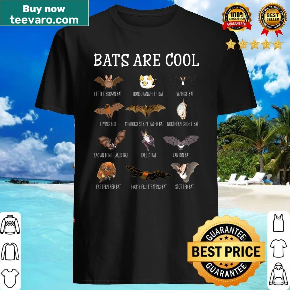 Cartoon design promoting bats as cool on a Halloween shirt
