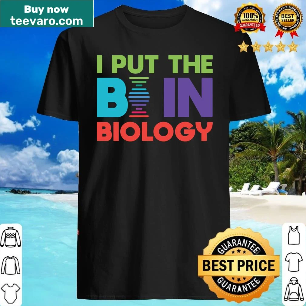 Typography design celebrating biology on a student shirt