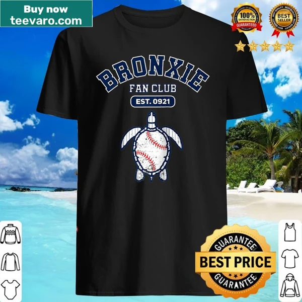 Cartoon turtle in Yankees gear graphic on a Bronxie shirt