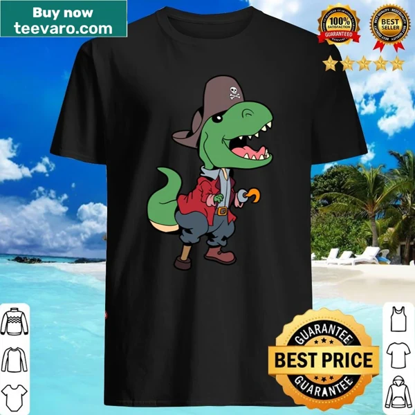 Shirt featuring a pirate dinosaur character illustration.