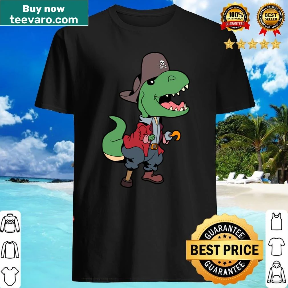 Shirt featuring a pirate dinosaur character illustration.