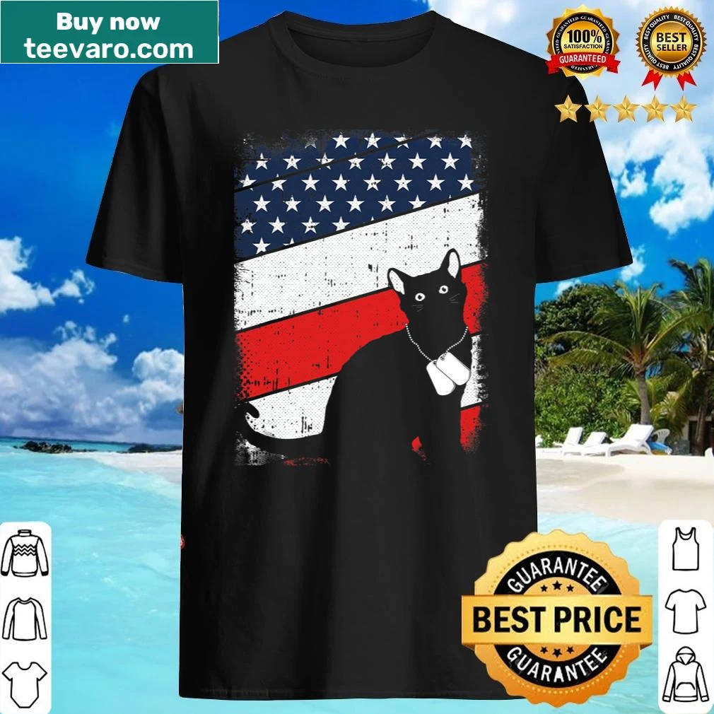 Cute kitten with American flag design for Veterans Day