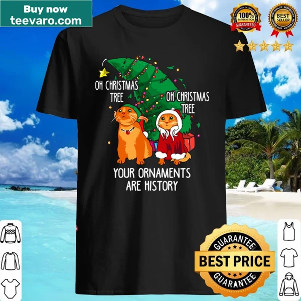 Festive cat illustrations on a Christmas shirt