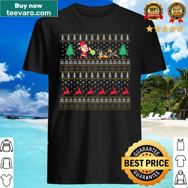 German Shepherds chasing Santa Christmas shirt