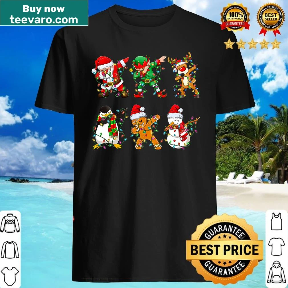 Dabbing Santa and elf holiday shirt for kids