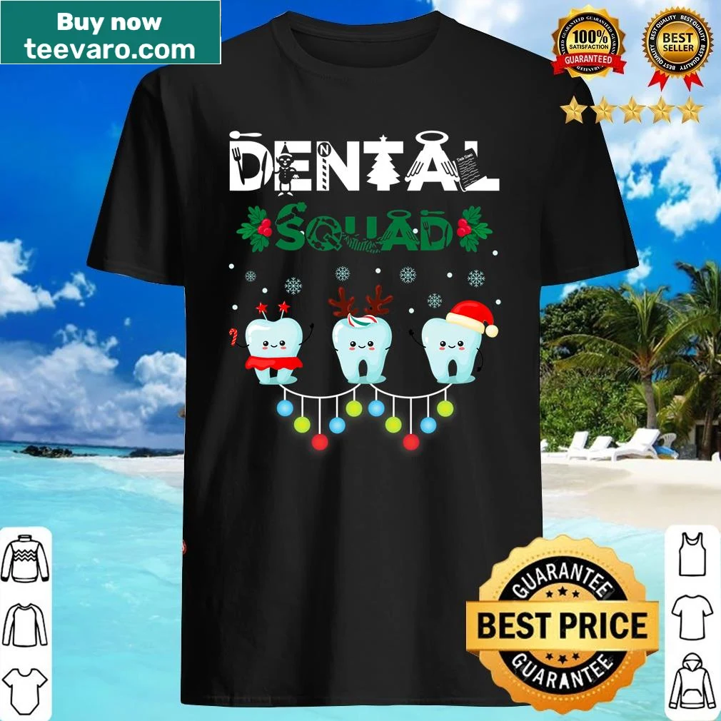 Cartoon teeth with masks and 'Dental Squad' text for dentists.