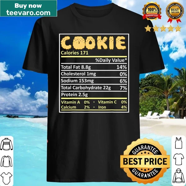 Funny shirt with cookie nutrition facts graphic for Thanksgiving