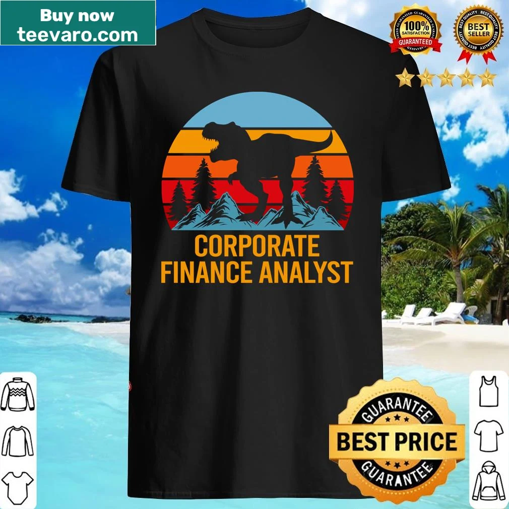 Funny shirt for finance analysts featuring a dinosaur and playful text