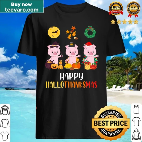 Cute piglet shirt celebrating Hallothanksmas