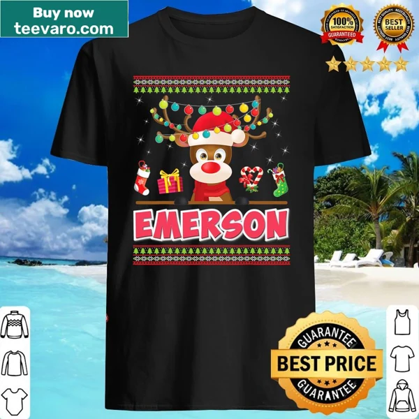 Cute Christmas shirt featuring a reindeer with a Santa hat
