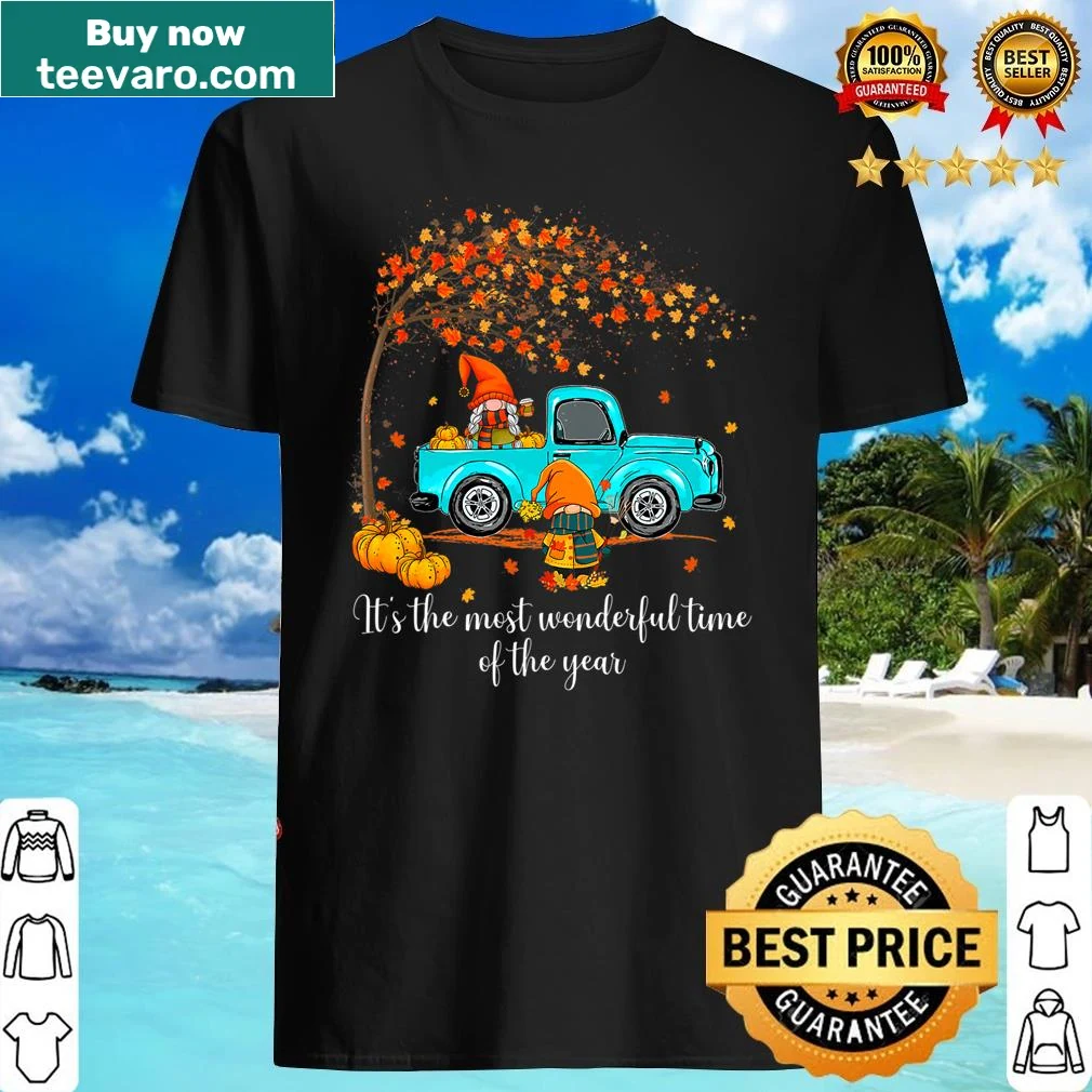 Cute gnomes and truck illustration with pumpkins for Thanksgiving