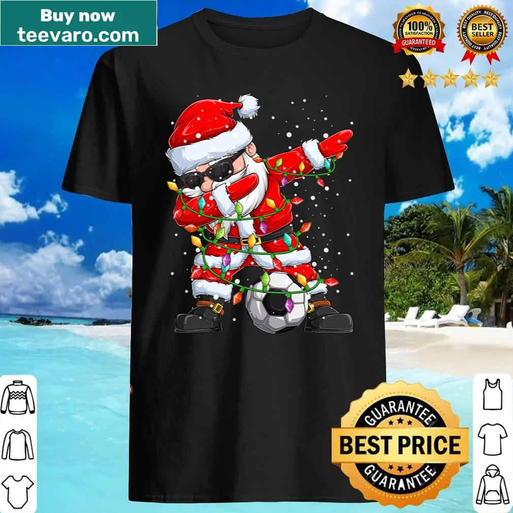 Playful shirt featuring a cartoon dabbing Santa Claus.