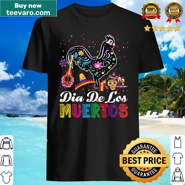 Skeleton chicken design for Dia De Los Muertos on a shirt