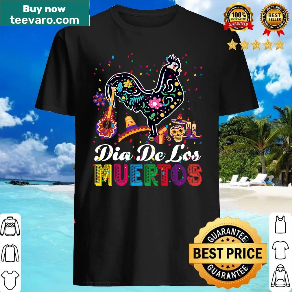 Skeleton chicken design for Dia De Los Muertos on a shirt