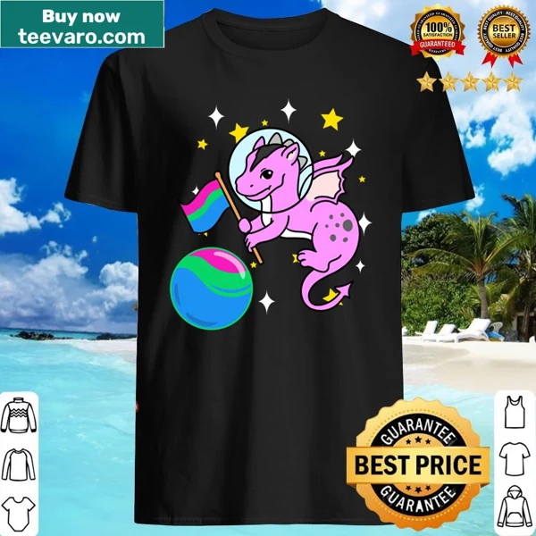 T-shirt featuring a dragon astronaut with pride elements