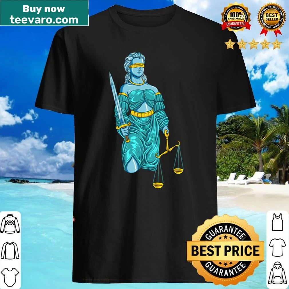Illustration of Roman Goddess Lady Justice on a shirt