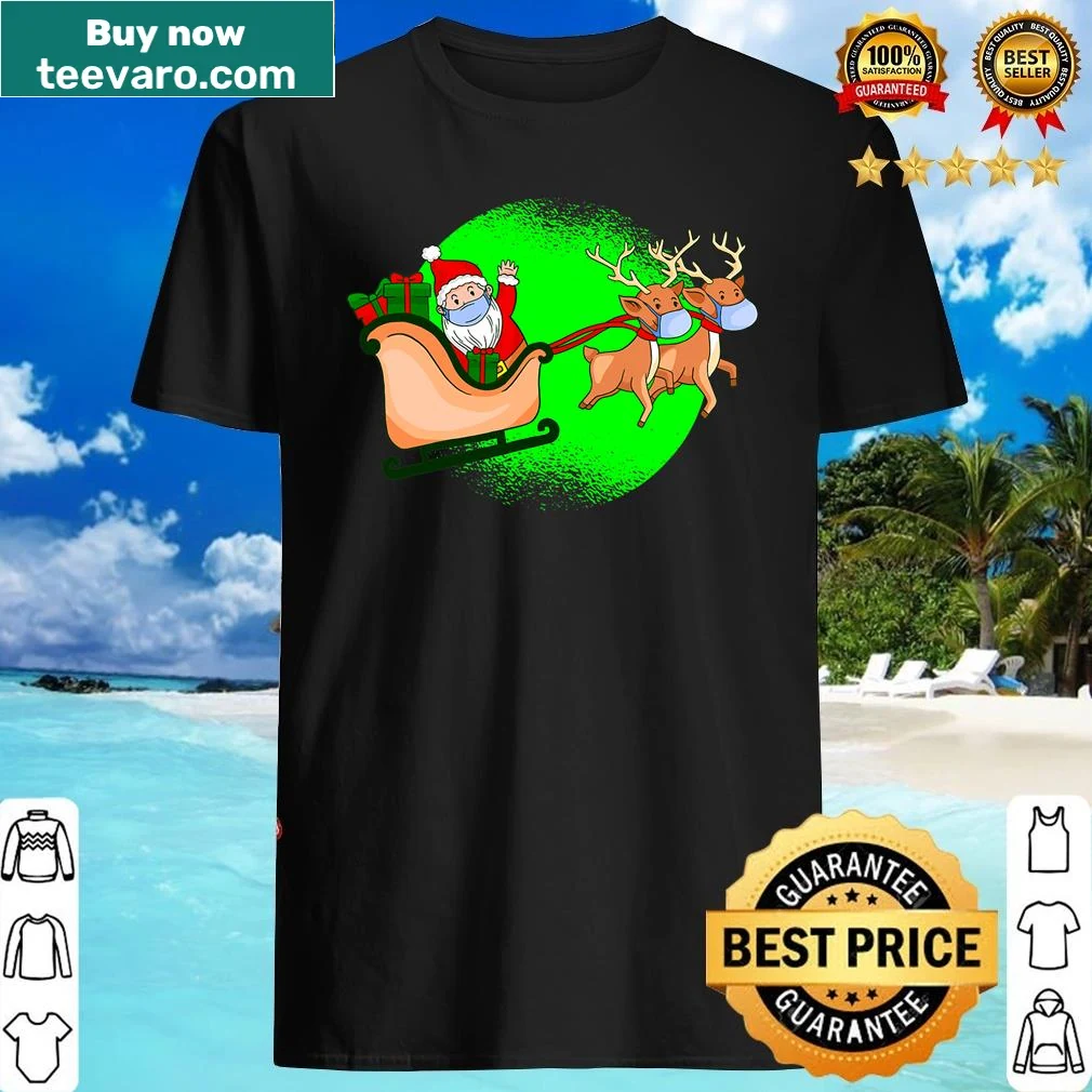 Santa Claus and reindeer in an ugly Christmas design with masks