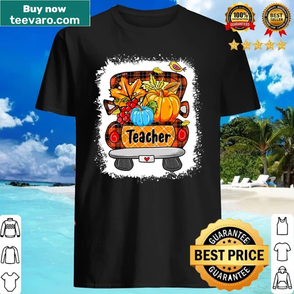 Illustrated Thanksgiving shirt with a truck full of pumpkins