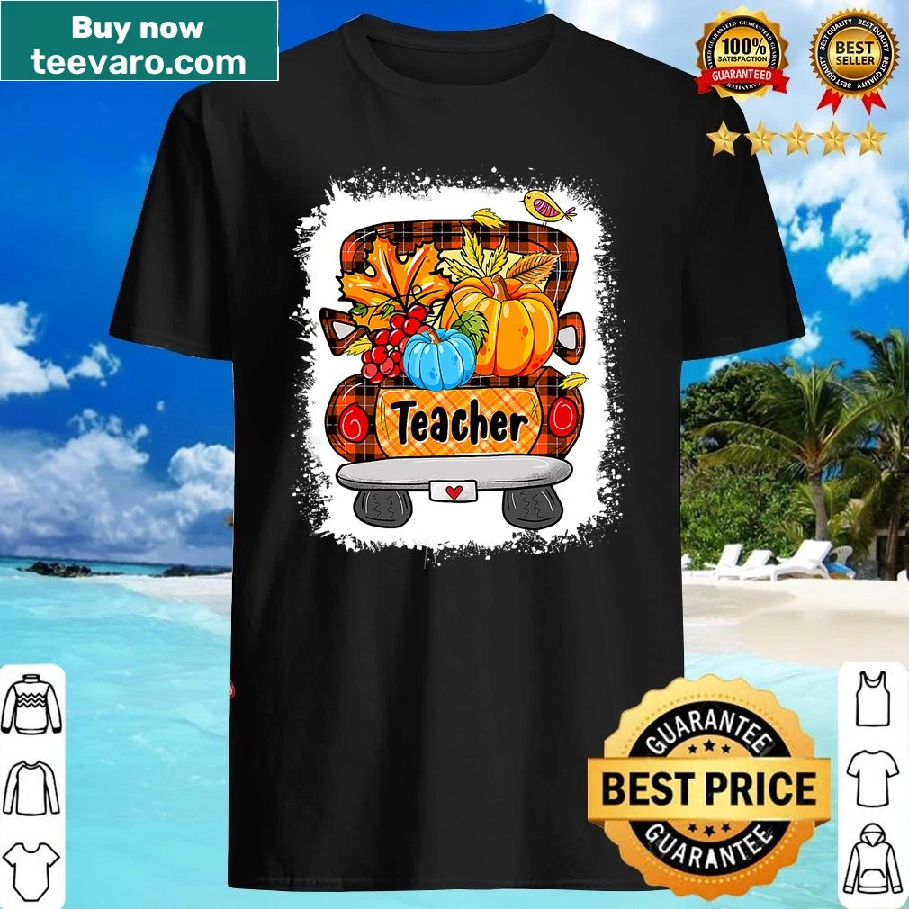 Illustrated Thanksgiving shirt with a truck full of pumpkins