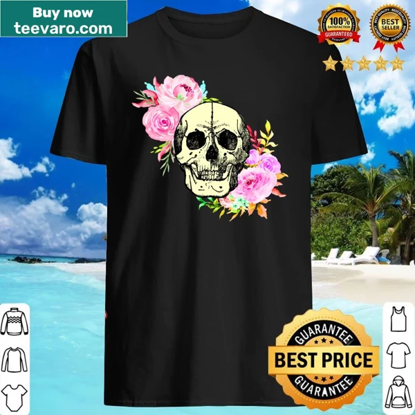 Shirt with floral skull design, perfect for Halloween