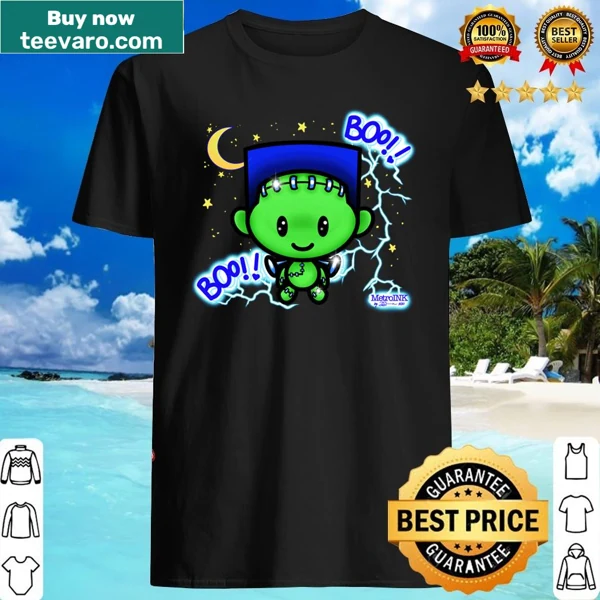Whimsical Halloween shirt with 'Frankenboo' design
