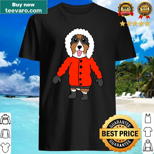 Funny shirt featuring an Australian Shepherd in a winter jacket