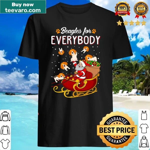 Cartoon of beagles celebrating Christmas on a shirt for dog lovers