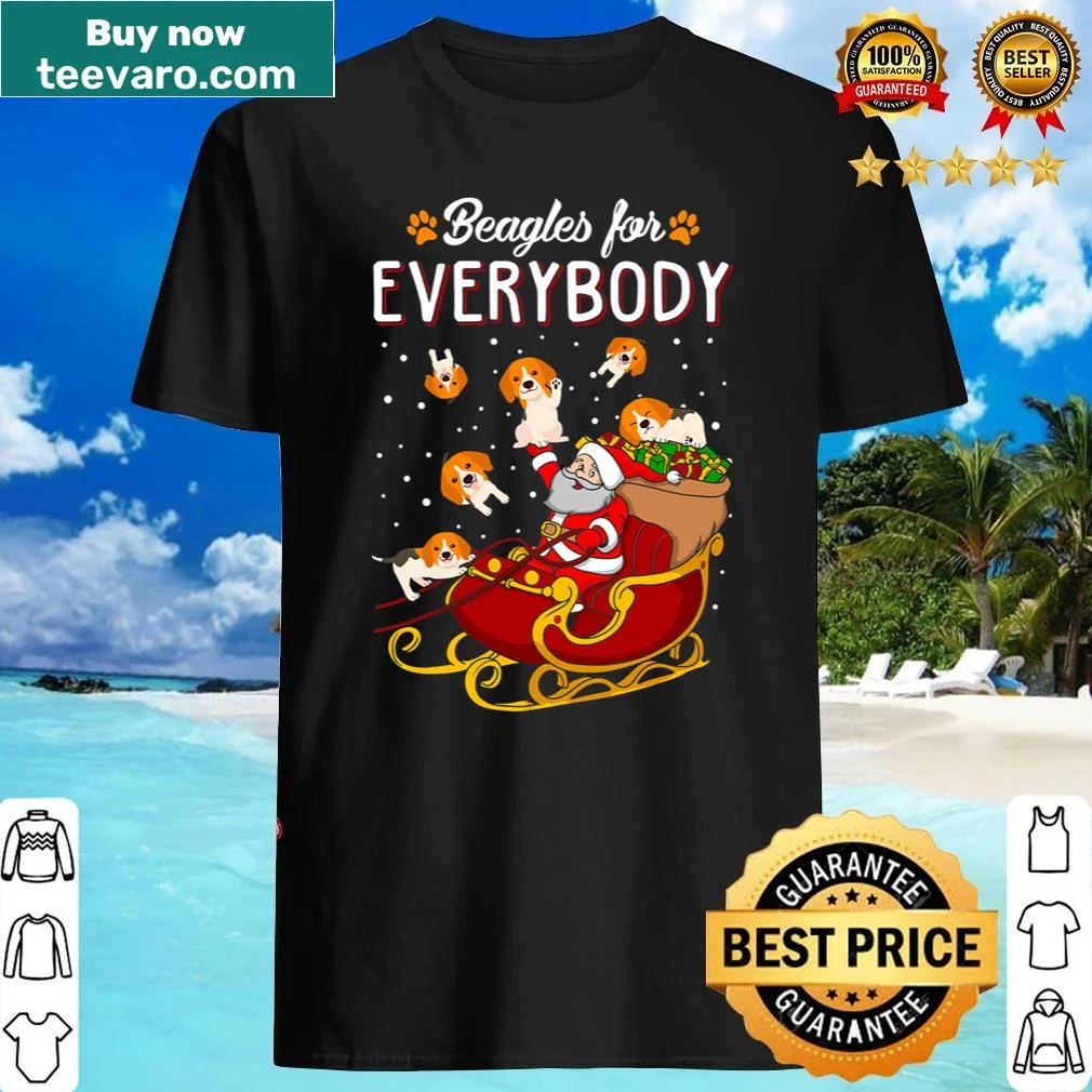 Cartoon of beagles celebrating Christmas on a shirt for dog lovers