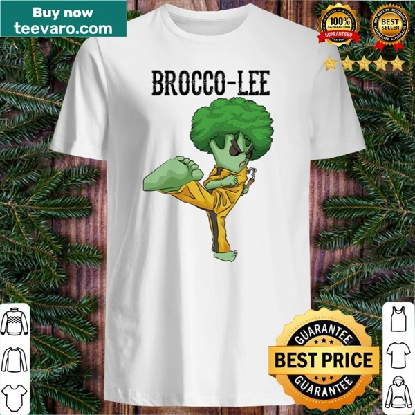 Cute broccoli cartoon shirt with kung fu theme and meme humor