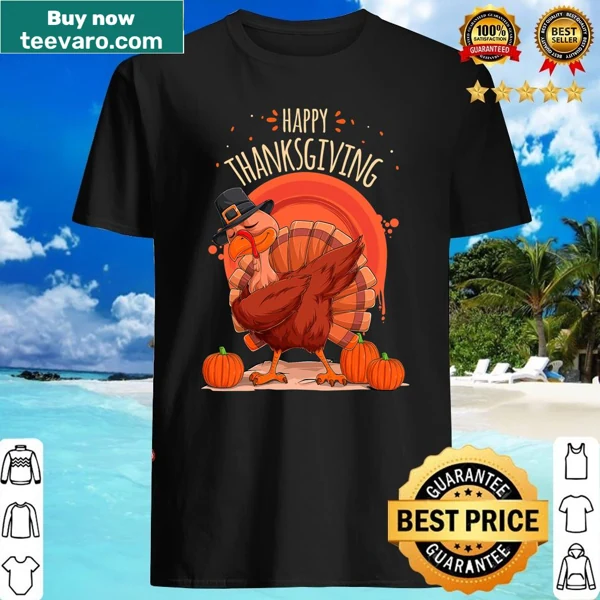 Funny Thanksgiving shirt with dabbing turkey graphic
