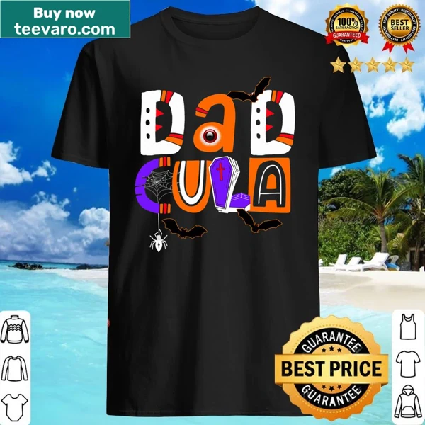 Funny Dadcula shirt for dads featuring a humorous vampire design