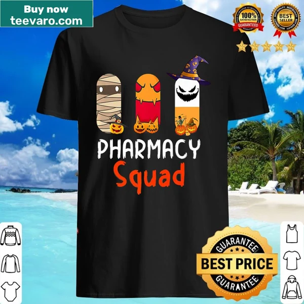 Funny shirt with witch tablet and ‘Pharmacy Squad’ text for nurses